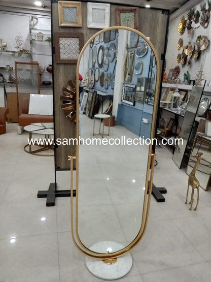 Adjustable Gold Flip Full Length Floor Standing Mirror with Marble Base| Floor Mirrors by Sam Home Collection