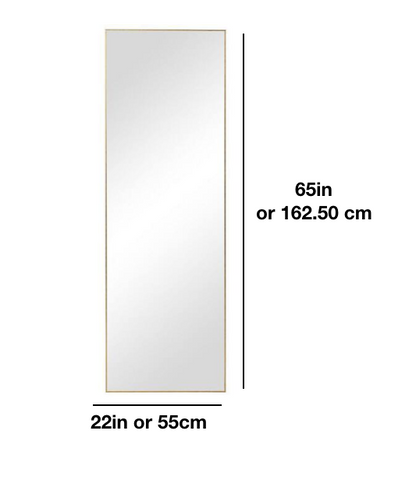 Full length rectangle mirror |65 inch long|Gold color