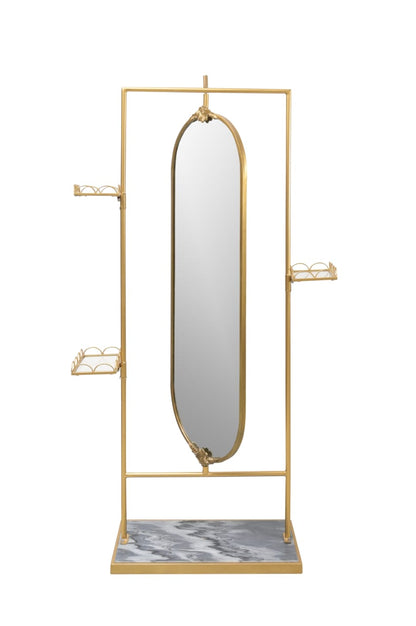 Designer Luxury Mirror with Rotating Mirror and side storage Shelves|Floor Mirror by Sam Home Collection