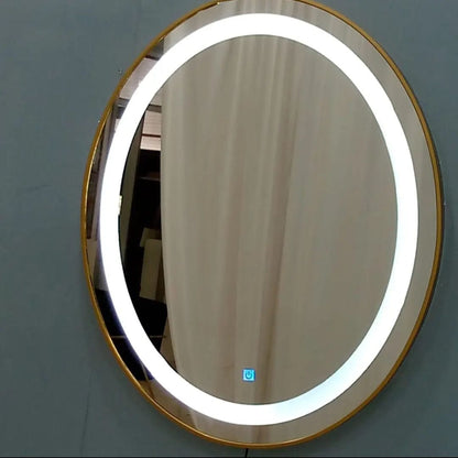 LED Round Mirror with Beautiful Metal Frame| Gold Color|22inch