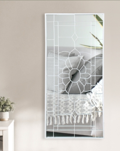 White Floral Window Mirror|Wall Mirror by Sam Home Collection