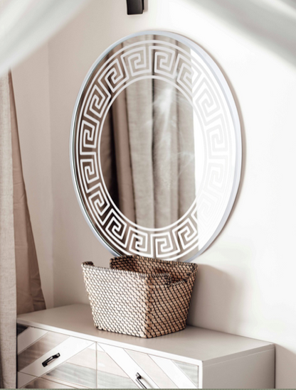 White Luxury Designer Round Mirror|Wall Mirror by Sam Home Collection