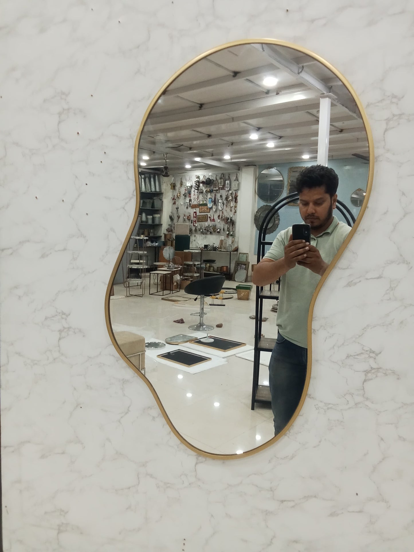 Designer Gold Wall Mirror|Irregular shape Mirrors by Sam Home Collection