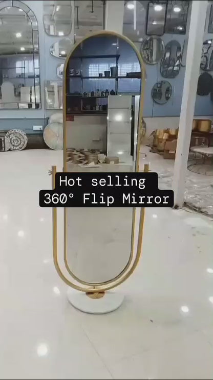 Adjustable Gold Flip Full Length Floor Standing Mirror with Marble Base| Floor Mirrors by Sam Home Collection