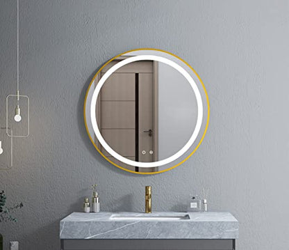 LED Round Mirror with Beautiful Metal Frame| Gold Color|22inch