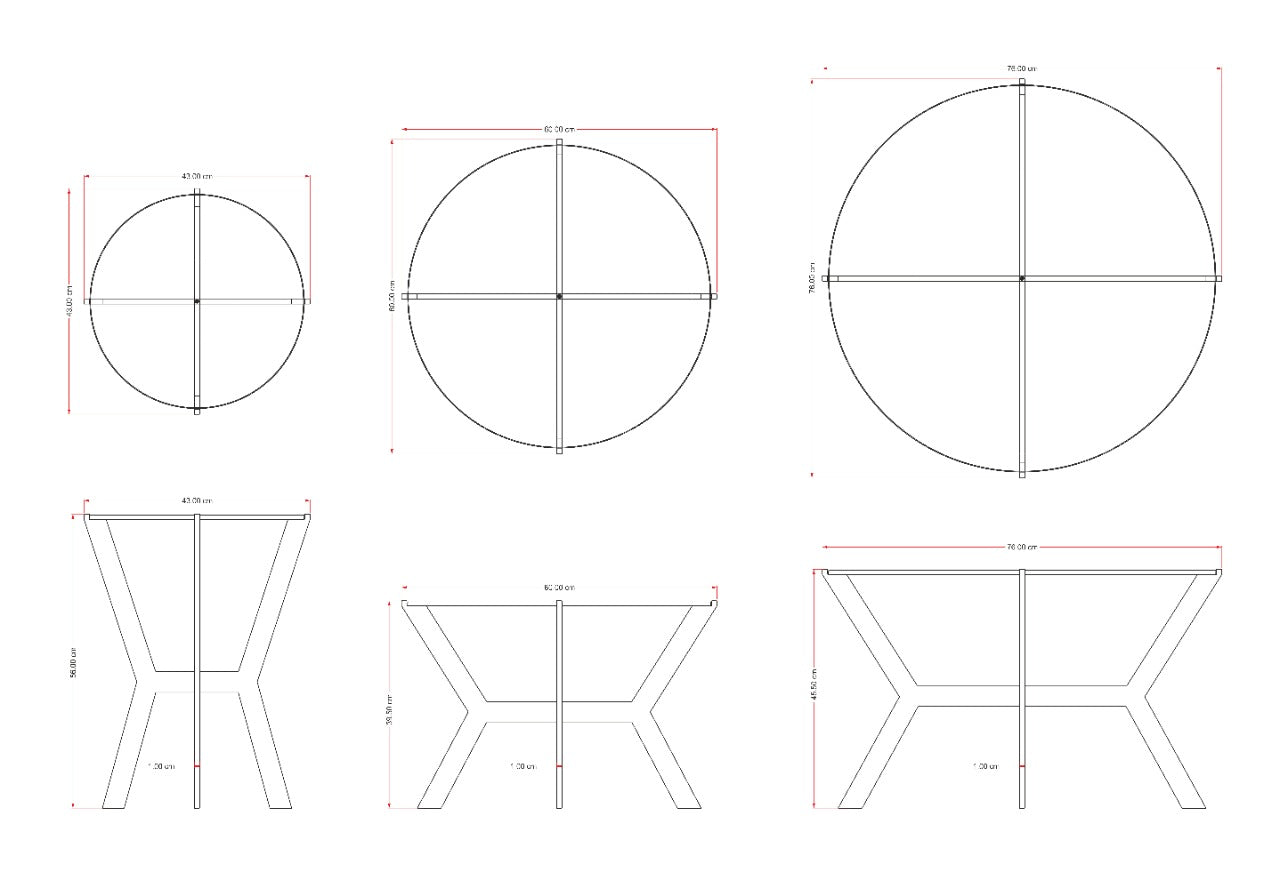 Large Round Glass Table with Steel legs| Furniture by Sam Home Collection