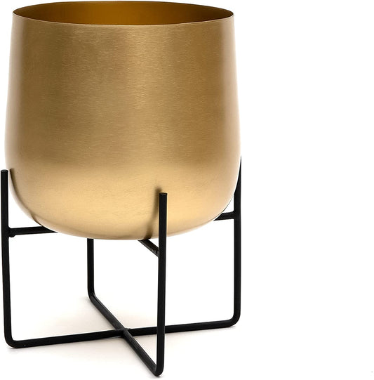 Large metal plant pot |brushed gold color