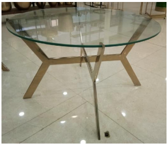 Large Round Glass Table with Steel legs| Furniture by Sam Home Collection